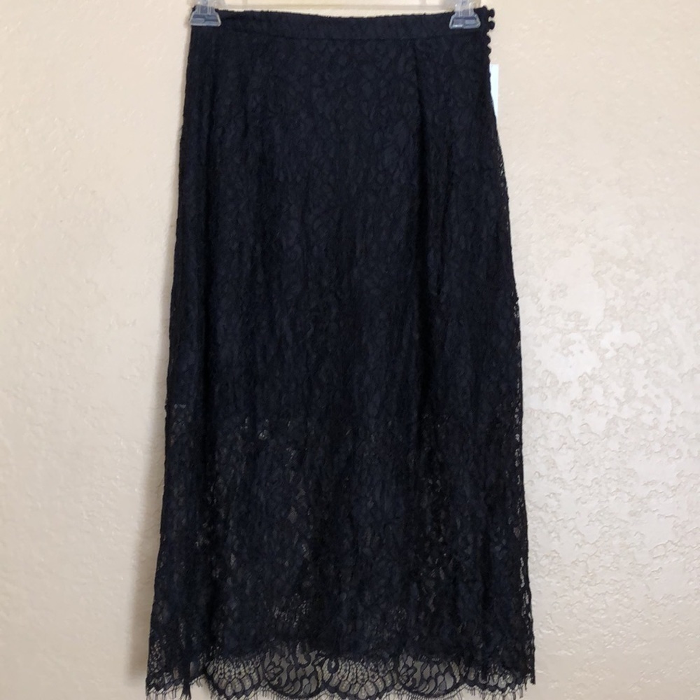 LEWIT Women's Black Lace Midi Skirt Size 6 $349 - Picture 8 of 13